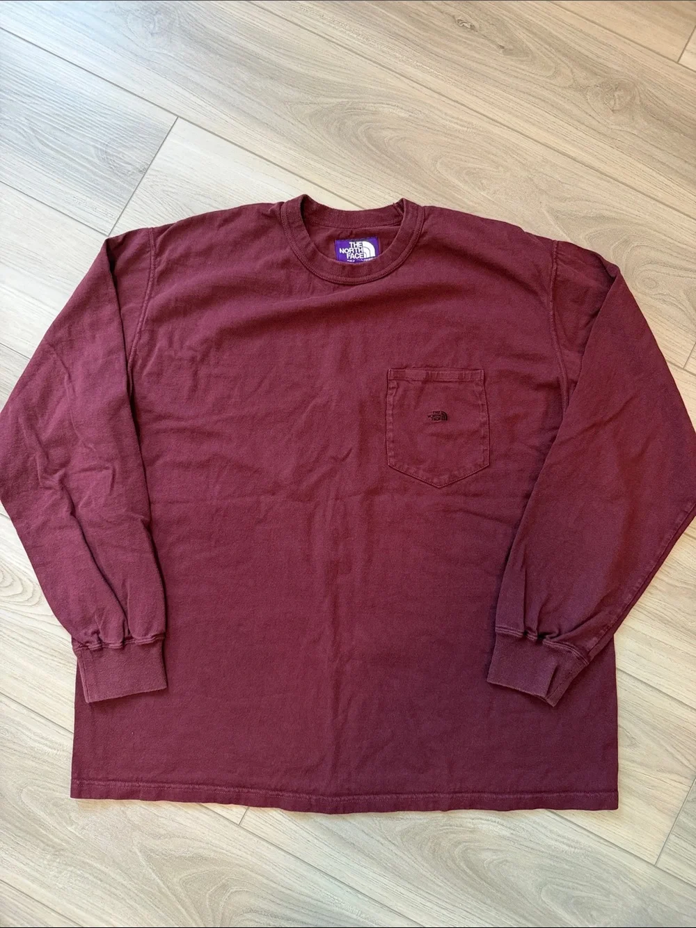 Purple label The North Face Men's Long Sleeve Pocket Tee - Burgundy Red